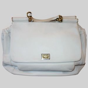 Dolce and Gabbana Large White Miss Sicily Leather Purse